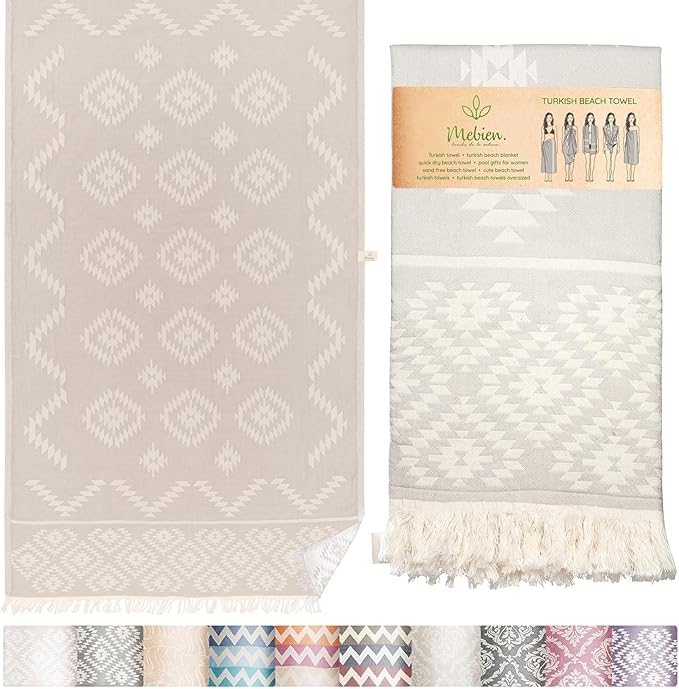 Premium 100% Cotton Turkish Towel – Vintage Light Grey, 35”x 67” – Quick Dry by MEBIENTOUCHEDELANATURE