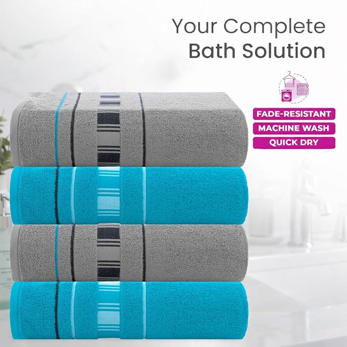 CASA COPENHAGEN X Line 4Pcs 100% Egyptian Cotton Designer Hand Towels Gift Set- - Image 3