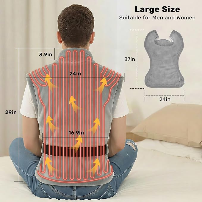 Extra Large Heating Pad for Neck, Back Pain Relief, 3 Heat Settings, 11 ft Long - Image 3