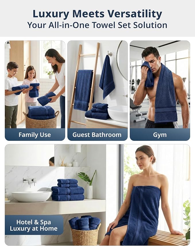 LANE LINEN 100% Mercerized Cotton Bath Towel Set of 18 – Zero Twist Shower - Image 5