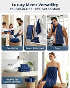 LANE LINEN 100% Mercerized Cotton Bath Towel Set of 18 – Zero Twist Shower - Image 5