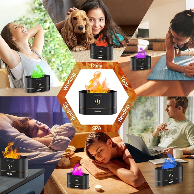 Flame Essential Oil Diffuser, Upgrade 7 Colour Lights Aromatherapy Diffuser - Image 7