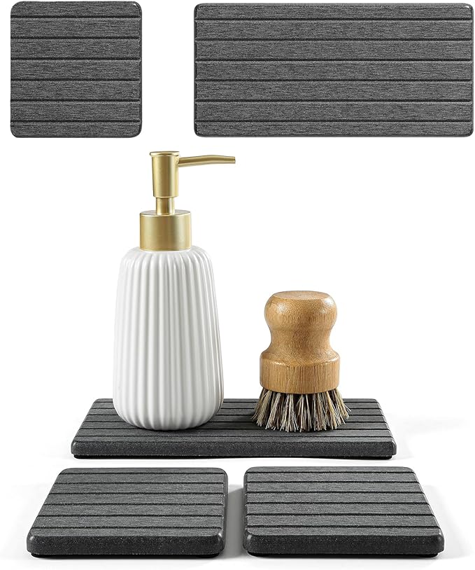 3 Pack Diatomite Stone Sink Tray, Water Absorbing Mat by Homdiva