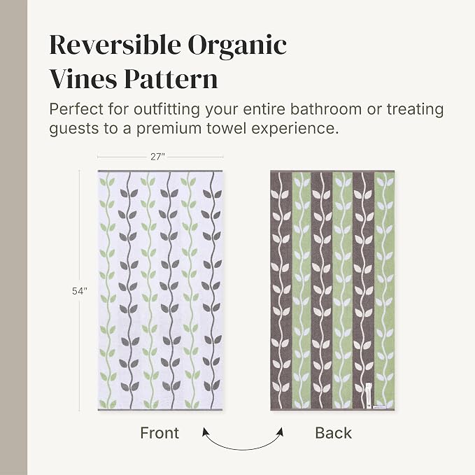 Modern Threads Natural Vine 6-Piece 100% Cotton Towel Set – Yarn Dyed Jacquard - Image 6