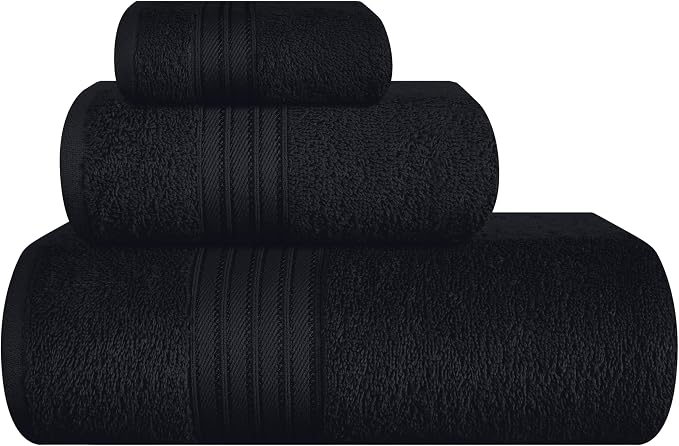 BOUTIQUO Ultra Soft 3 Pack Cotton Towel Set, Contains a Bath Towels 28x55 inch by BOUTIQUO
