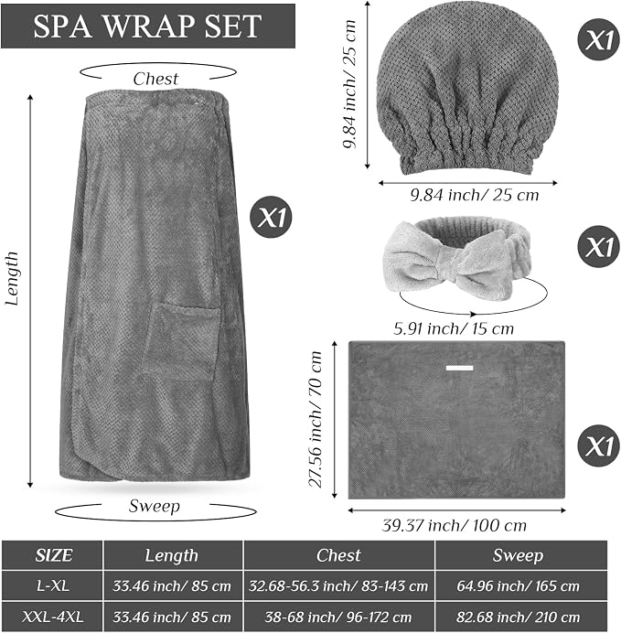 Tigeen Plus Size Towel Wrap for Women Spa Robe Set - Image 2