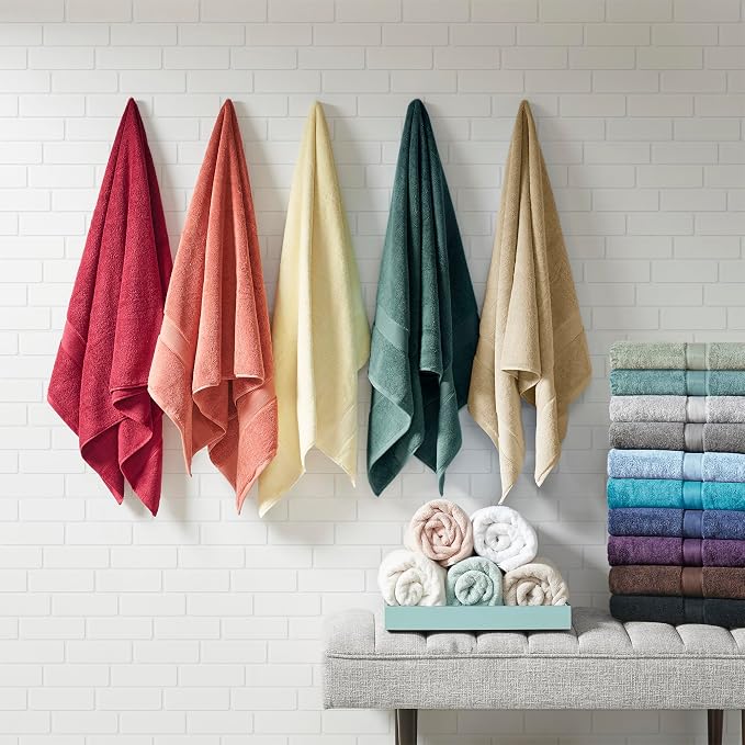 Madison Park 800GSM Bathroom Towel Set of 8 100% Cotton Bath Towel Set - Image 6