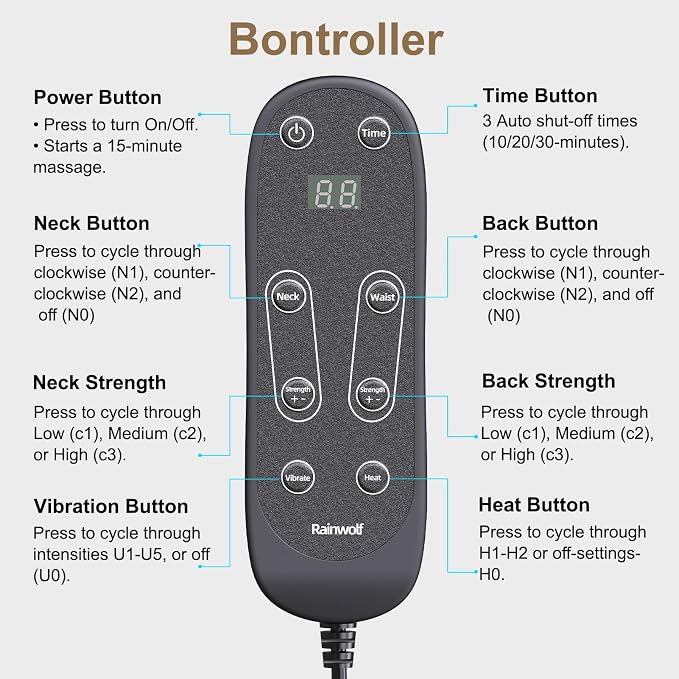 Rainwolf Shiatsu Neck and Back Massage Cushion - Image 6
