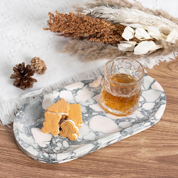 Koville Natural Marble Tray for Bathroom Countertop, Marble Vanity Trays for - Image 6