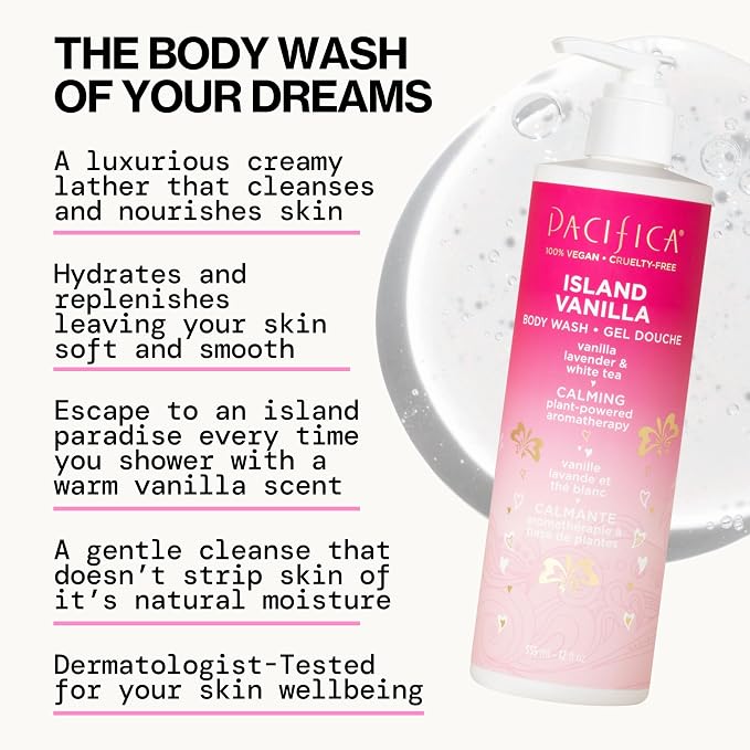 Pacifica Island Vanilla Body Wash Aloe + Hyaluronic Acid, Daily Cleansing - Image 6