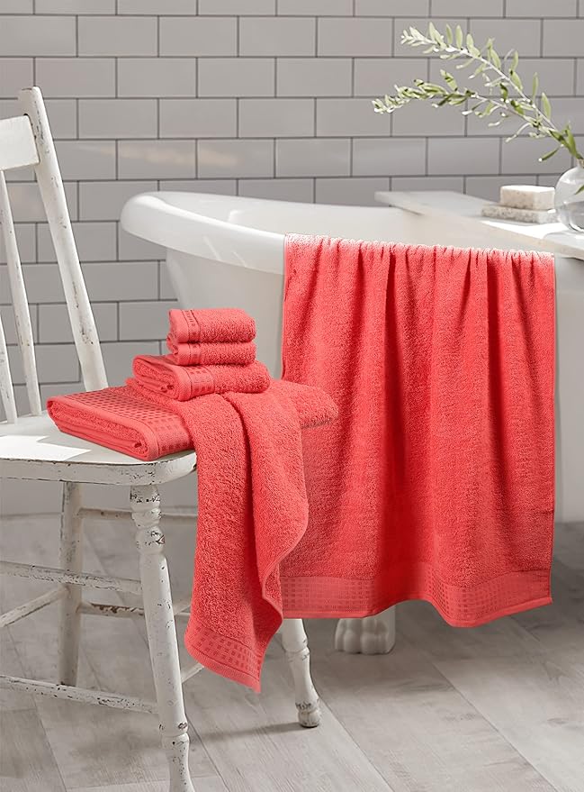 GLAMBURG 100% Cotton Ultra Soft 6 Pack Towel Set, Contains 2 Bath Towels 28x55 - Image 3