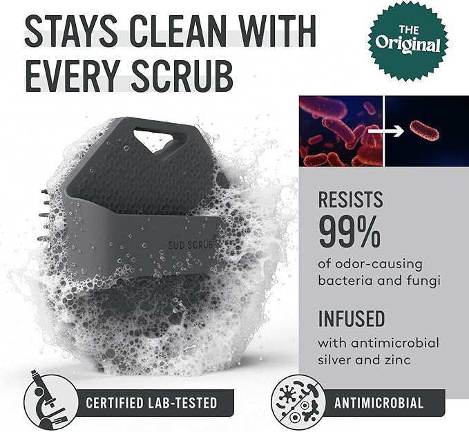Sud Scrub® Antimicrobial Silicone Body Scrubber, Exfoliating Body Brush - Image 2