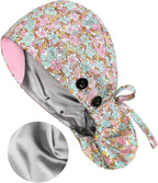 Satin Lined Scrub Caps with Buttons & Sweathand, Surgical Caps - Image 3