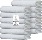 Commercial Bulk Pack of 12 Large Bath Towels – 100% Cotton Terry 24" x 50" – by TEXCRAFT