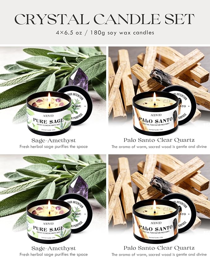 AOOVOO 4 Pack Sage Candles - Image 4