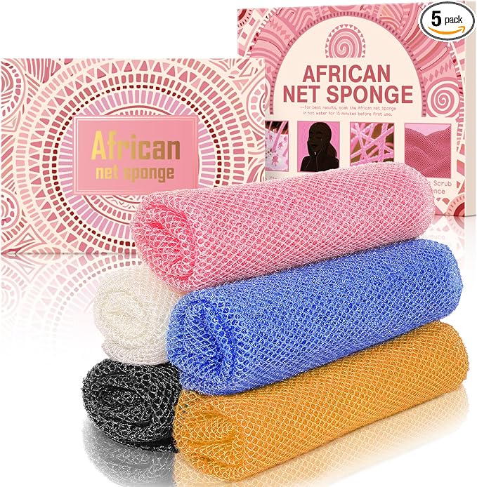 5 Pieces African Net Sponge – Deep Cleansing & Exfoliating Mesh by SpiralScgv