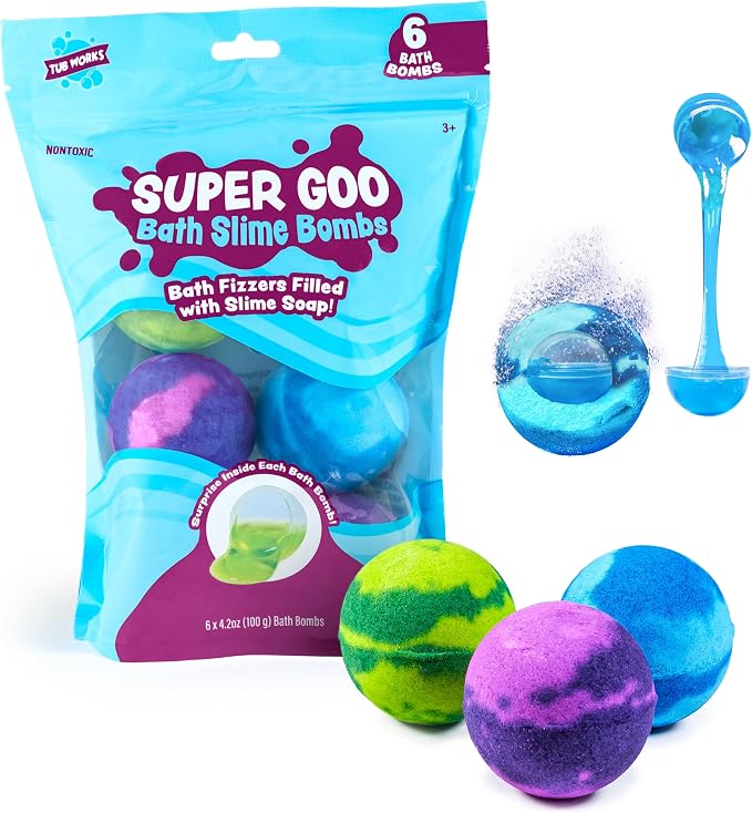 Tub Works Super Goo Bath Slime 'Surprise' Bombs, 6 Pack | Kids Bath Bombs - Image 8