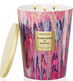 M&SENSE 3-Wick Dark Rose Large Soy Scented Candle, 35oz 150H Non-Toxic Luxury by MSENSE
