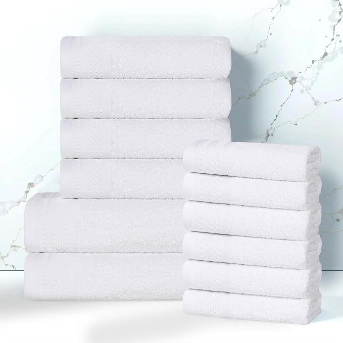 Superior Honeycomb 100% Cotton 500 GSM 12 Piece Bath Towel Set, 6 Washcloths - Image 2