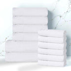 Superior Honeycomb 100% Cotton 500 GSM 12 Piece Bath Towel Set, 6 Washcloths - Image 2