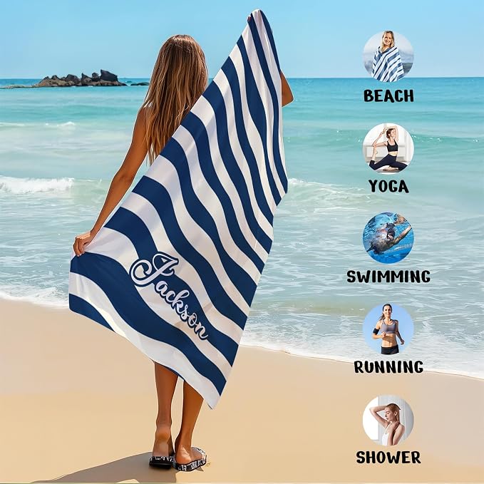 JML Custom Beach Towel with Name, Personalized Microfiber Beach Towel with Name - Image 6