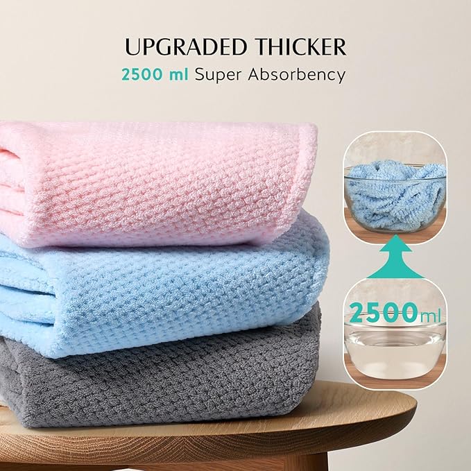 YFONG 3 Pack Large Microfiber Hair Towel Wrap, Thick Hair, Super Absorbent Hair - Image 3