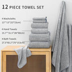 Ultra Soft Bath Towel Set, 12 Piece Family Bathroom Towels Set - Image 5