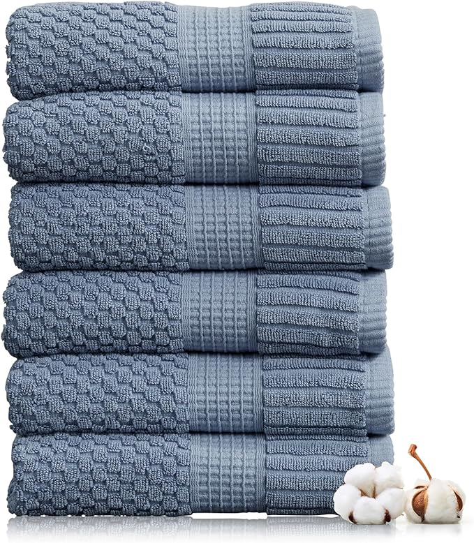 NY Loft 100% Cotton Hand Towel 6 Pack | Super Soft & Absorbent Quick-Dry Hand by NYLoft