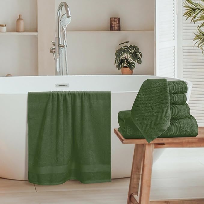 Belizzi Home 8 Piece Towel Set 100% Ring Spun Cotton, 2 Bath Towels 27x54 - Image 3