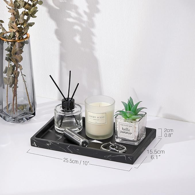 Luxspire Bathroom Vanity Tray, Resin Dresser Jewelry Ring Dish Tank Storage - Image 2