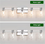 5-Light Modern Vanity Light Fixtures Over Mirror, Chrome Bathroom Light Fixtures - Image 5