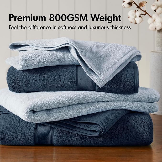 Madison Park 800GSM Bath Sheet Towel Oversized 34" x 68" 2 Pack 100% Cotton - Image 2