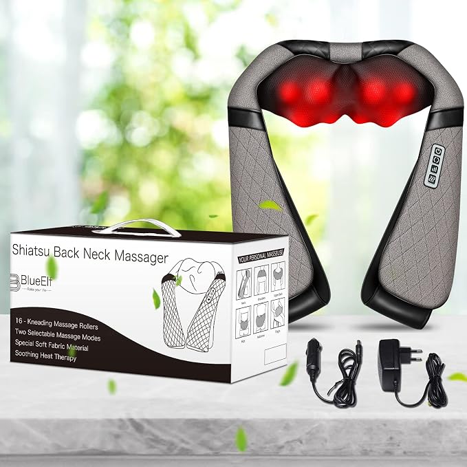 Blue Elf Shiatsu Electric Neck Back Massager Pillow 3D Kneading - Image 8