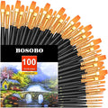 BOSOBO Paint Brushes Set, 10 Pack 100 Pcs Round Pointed Tip Paintbrushes Nylon by ArtistPaintBrushesSet