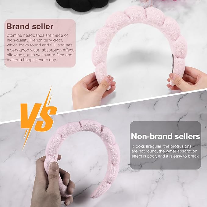 Ztomine Spa Headbands for Face Washing, Masks & Skin Treatments, 100% Cotton - Image 3