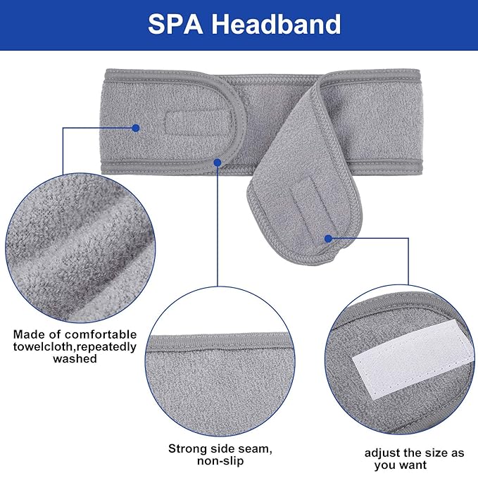 Whaline Spa Facial Headband Head Wrap Terry Cloth Headband 4 Counts Stretch - Image 3