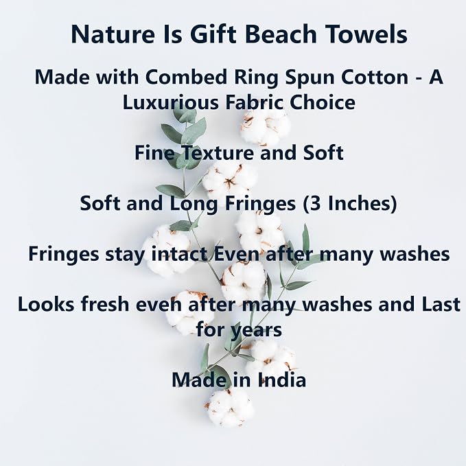 Beach Towel 100% Cotton Turkish Beach Towel Adult 38x70 Inch Pre-washed - Image 3