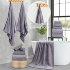 Ultra Soft Bath Towel Set, 12 Piece Family Bathroom Towels Set - Image 2