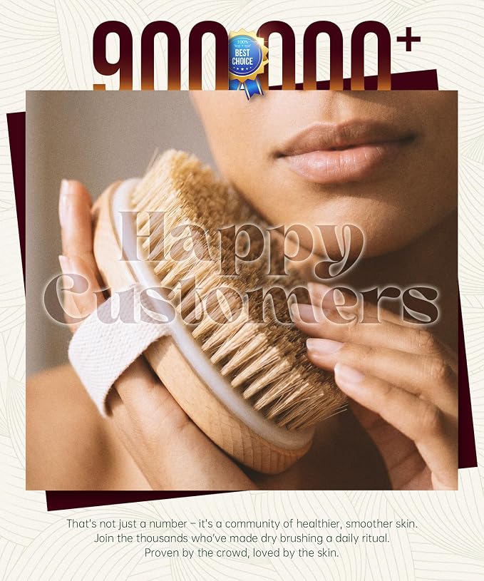 POPCHOSE Dry Brushing Body Brush, Natural Bristle Dry Skin Exfoliating Brush - Image 7