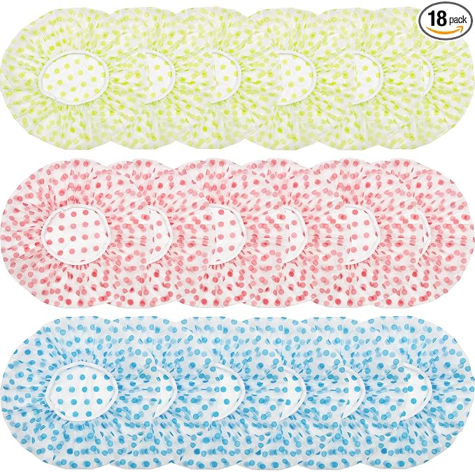 18Pcs Plastic Shower Caps for Women Reusable Waterproof Bath Caps Bathing Hair by ZGQHZR