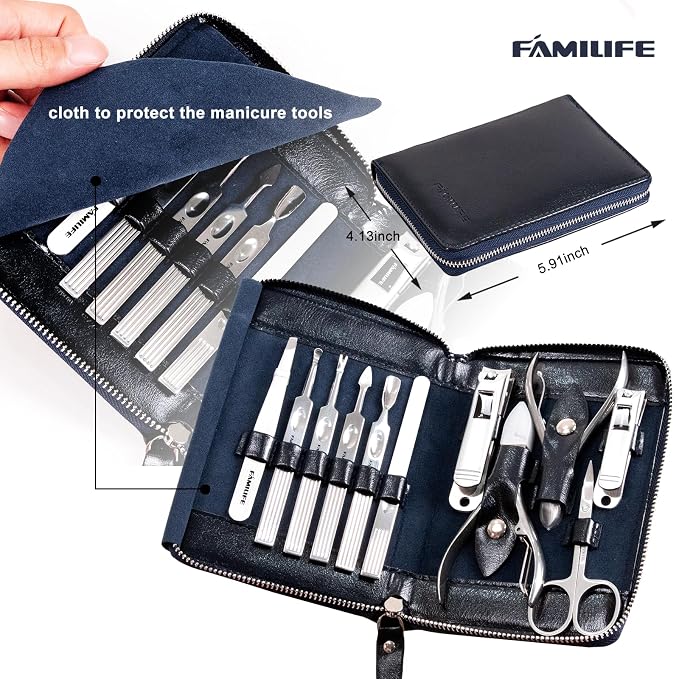 Manicure Kit, FAMILIFE Professional Manicure Set Nail Kit, 11 in 1 Stainless - Image 4