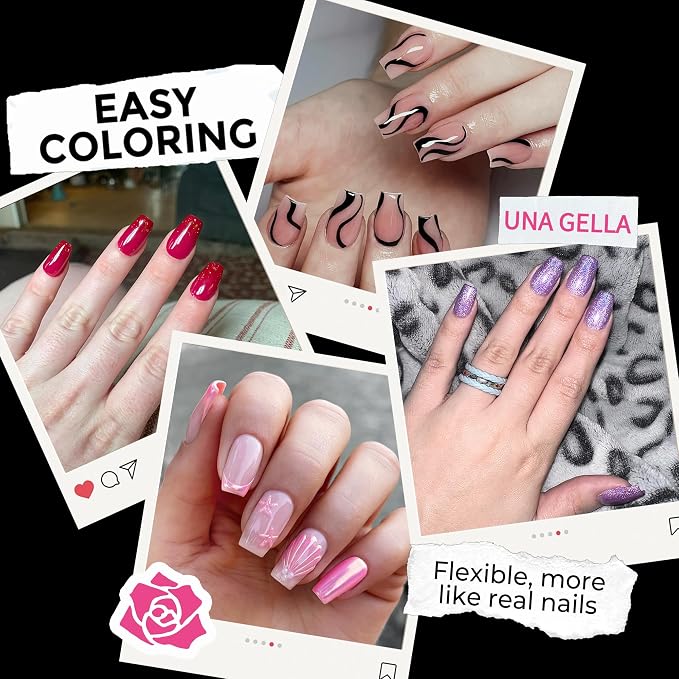 UNA GELLA Short Coffin Nail Tips: 216pcs Short Coffin Press on Nails Pre-shape - Image 3