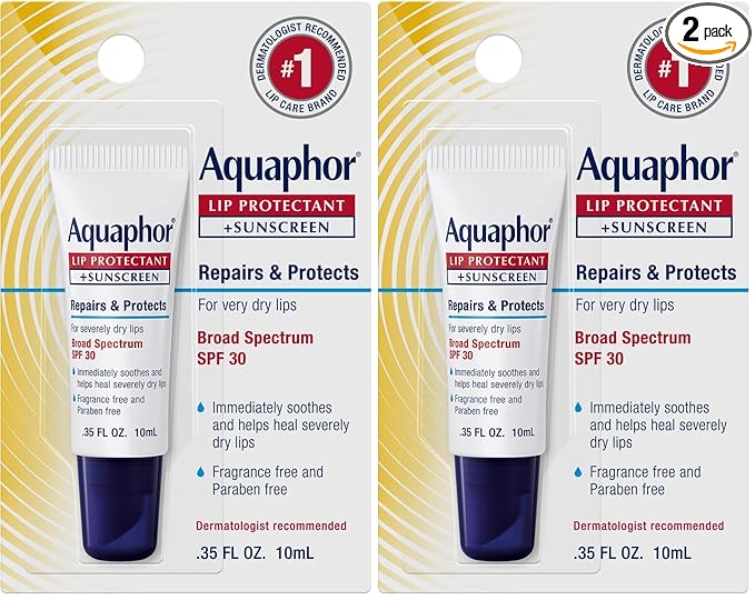 Aquaphor Lip Balm, Lip Repair, SPF 30 | Lip Protectant | 0.35 Oz Tube | Pack of by Aquaphor
