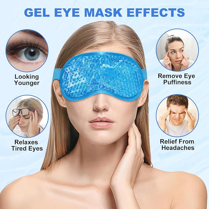 2Pack Cold Cooling Eye Mask, Reusable Hot Colder Therapy Gel Bead - Image 3