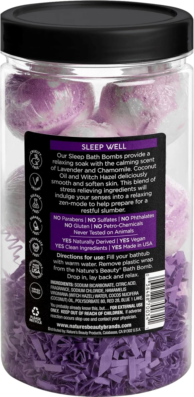 Nature’s Beauty Lavender Chamomile Sleep Bath Bomb Gift Set - Image 7