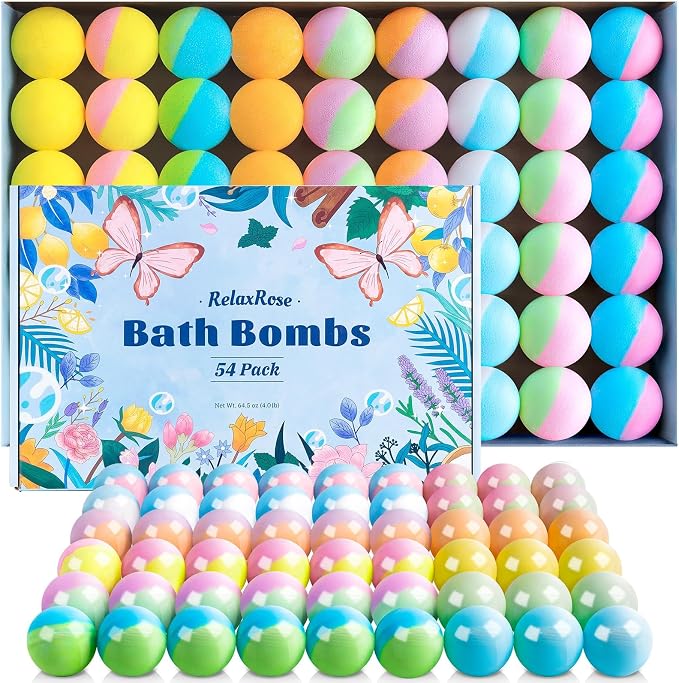 54 Pack Handmade Bath Bombs – 11 Vibrant Colors & 9 Unique Scents, Long-Lasting - Image 7