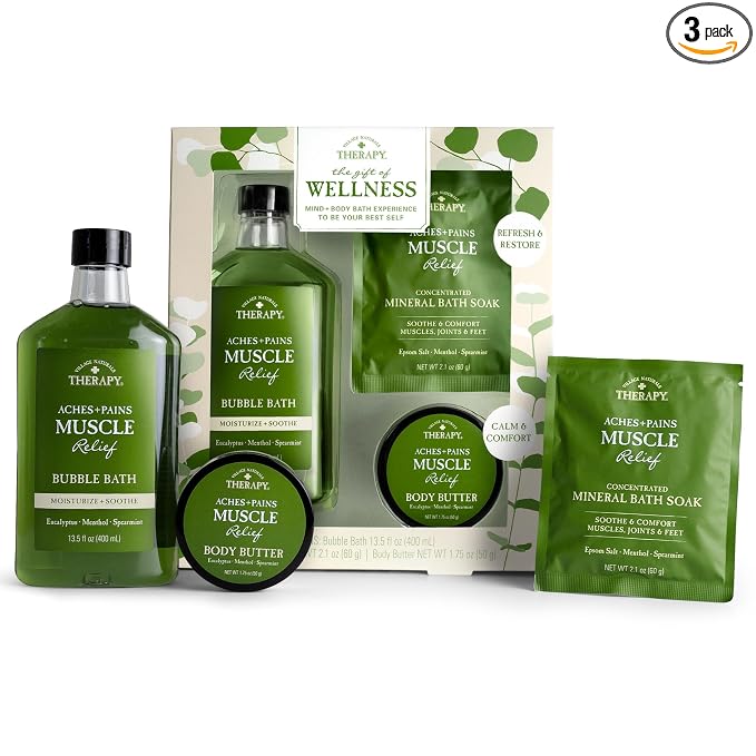 Village Naturals Therapy 3-Piece Relaxing Muscle Wellness Spa Gift Set by VillageNaturalsTherapy