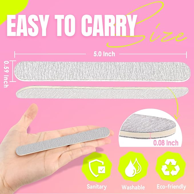 Disposable Zebra Nail Files 80/80 Grit 5 Inch Double Sided Emery Boards - Image 2
