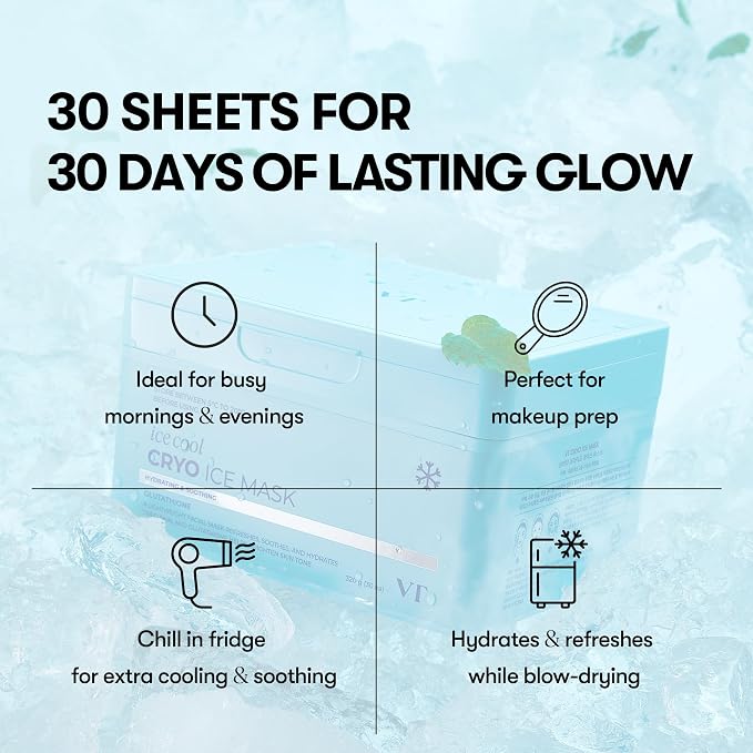 VT COSMETICS Cryo Ice Cool Mask, 30 Sheets, Cooling & De-Puffing Daily Sheet - Image 5