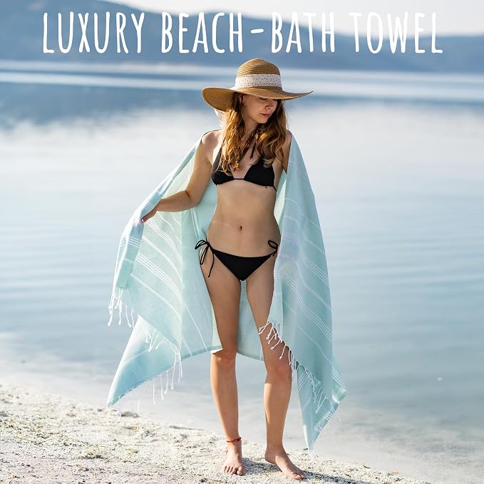 Ray Silver Turkish Beach Towel – 100% Cotton 40x71 Quick Dry Oversized Sand - Image 3